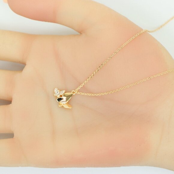 Rose Gold Butterfly Pendant Necklace with Crystal Accents , XPNL0169 - Picture 4 of 13